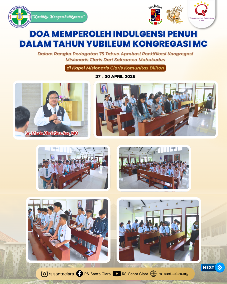 Doa Memperoleh Indulgensi Penuh Dalam Tahun Yubileum Kongregasi Misionaris Claris
